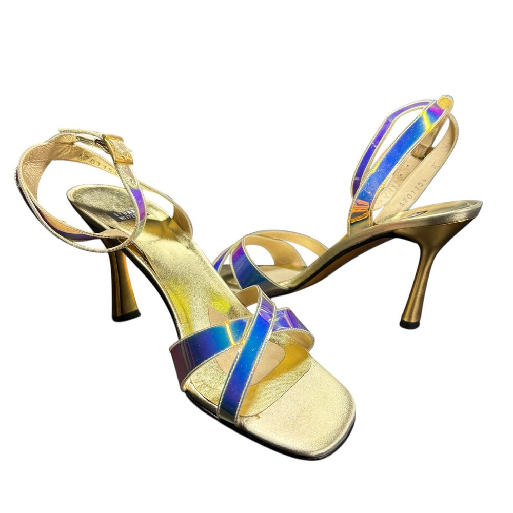 Stuart Weitzman Vintage Monami Mystic Vinyl Iridescent Holographic Heels 7.5 - Picture 5 of 14